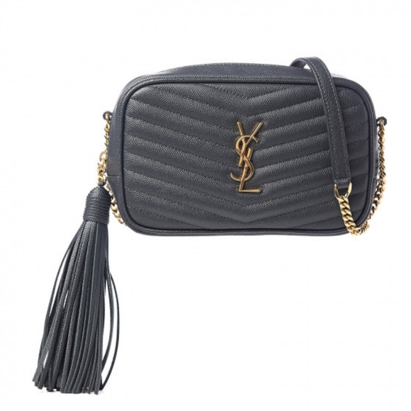 Authenticated Saint Laurent Lou YSL Grain de Poudre Camera Crossbody Bag Fog - Picture 1 of 16